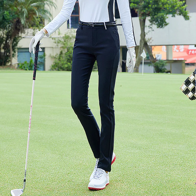 Дамски панталони за голф, спортно облекло, водоустойчив еластични спортни панталони с висока талия, градинска облекло за голф, дамски панталони, синьо-бели