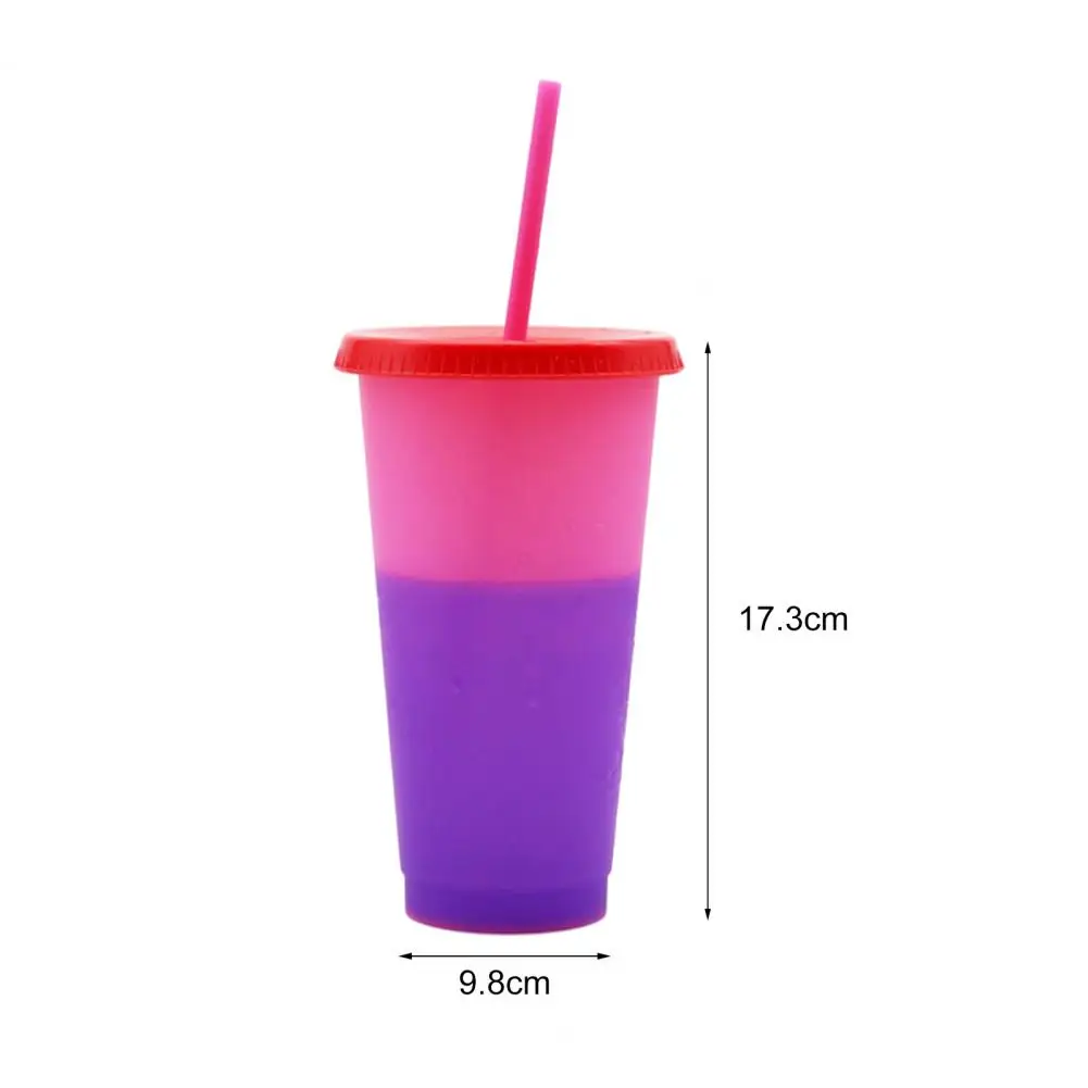 Слама чаша с обем 720 мл с капак за многократна употреба чаши за кафе, пластмасова чаша за вода, с променящ се цвят, чаша за напитки, вечерни аксесоари