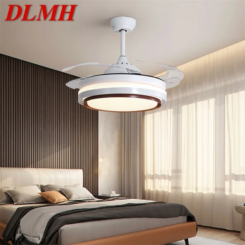 Модерен вентилатор на тавана DLMH, невидим нож вентилатор с дистанционно управление, 3 Цвята светодиоди за дома, трапезария, Спалня, ресторанта