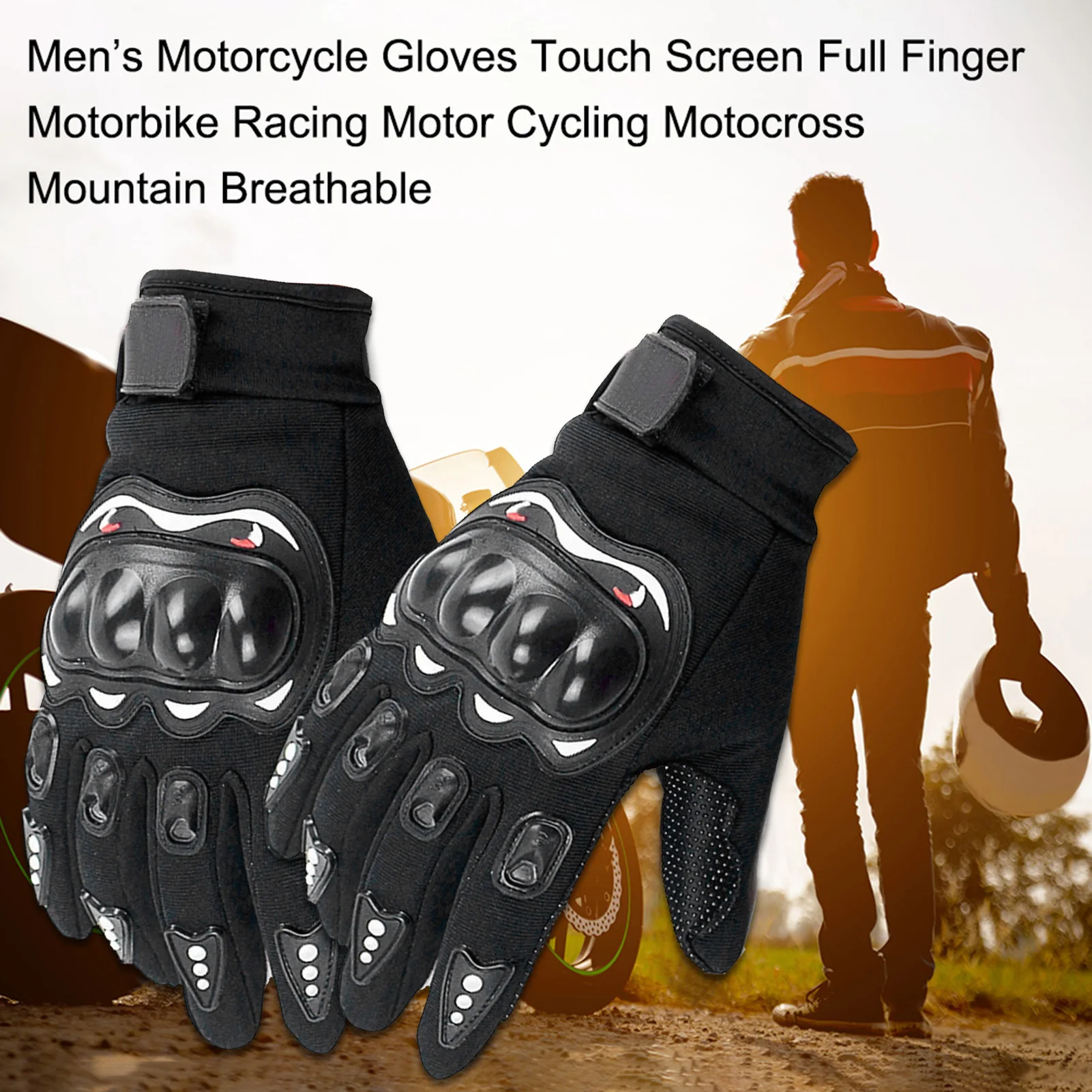 Мъжки мотоциклетни ръкавици със сензорен екран, велосипедни ръкавици за целия пръст, топли ръкавици за мотоциклети, МТБ, колоездене, мотокрос, планина