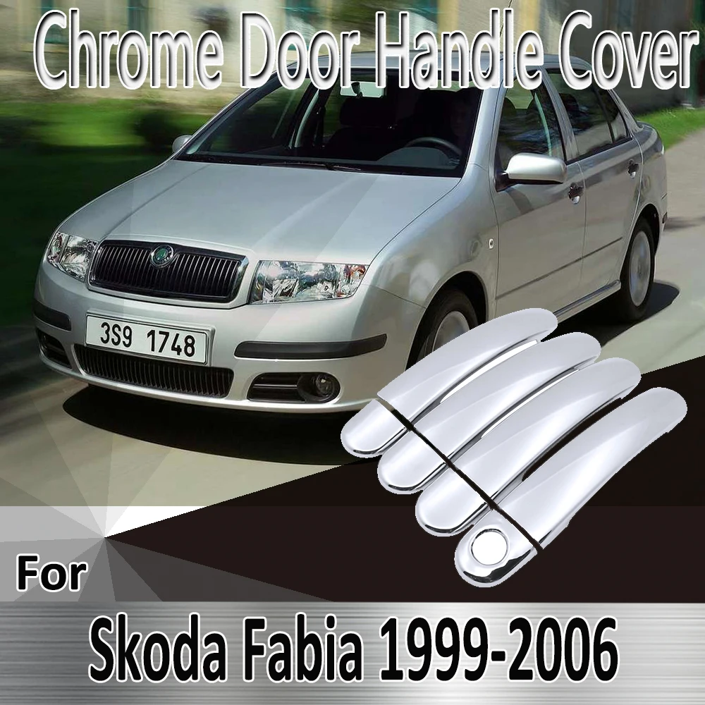 за Skoda Fabia I 6Y MK1 1999 ~ 2006 2000 2001 Етикети За Полагане на Орнаменти Хромирани Врата копчето на Кутията боя Ремонт на Автомобилни Аксесоари