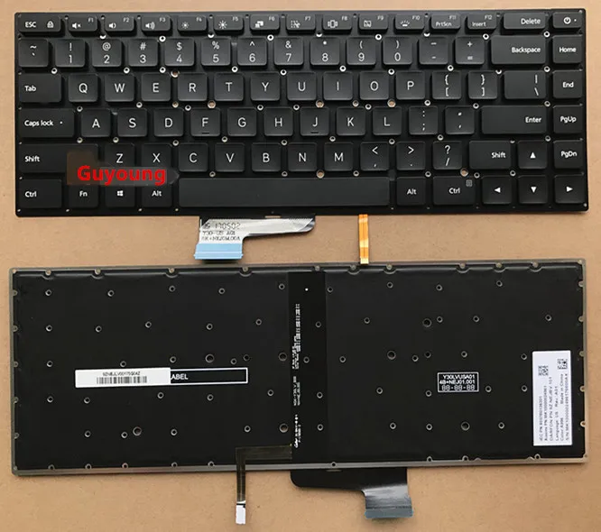 Клавиатура за лаптоп на американски и английски език за Xiaomi Mi notebook Pro 15,6 инча air laptop 9Z.NEJBV.101 NSK-Y31BV Черна с подсветка на клавиатурата