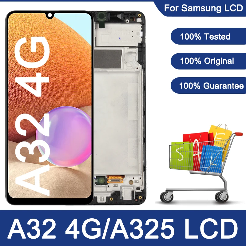 100% Оригинален AMOLED Дисплей За Samsung Galaxy A32 4G A325 A325F SM-A325M SM-A325F/DS LCD сензорен дисплей и цифров преобразувател в събирането на