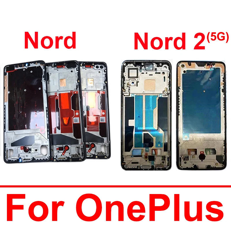 Средната рамка на корпуса за OnePlus 1 + Nord Nord 2 5G Задната част на Средната рамка на корпуса Безельная плоча на шасито LCD дисплей Подкрепа на детайлите на корпуса