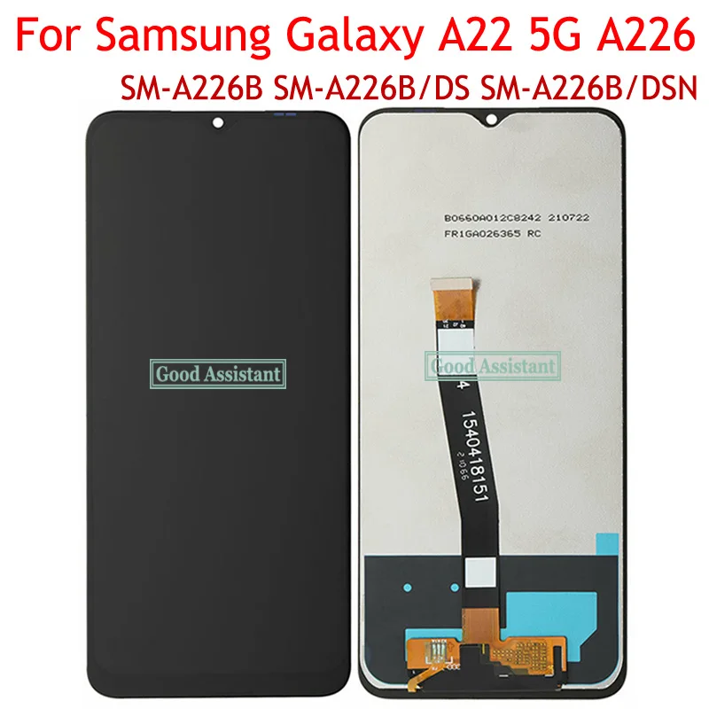 Черно 6,6 см За Samsung Galaxy A22 5G A226 A226B SM-A226B SM-A226B/DS LCD сензорен дисплей, Дигитайзер, възли за A22s 5G