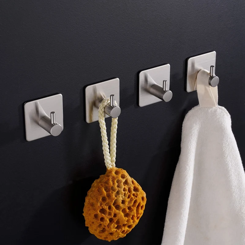 Лепило куки Самозалепващи куки, с монтиран на стената кука от неръждаема стомана за баня и кухня
