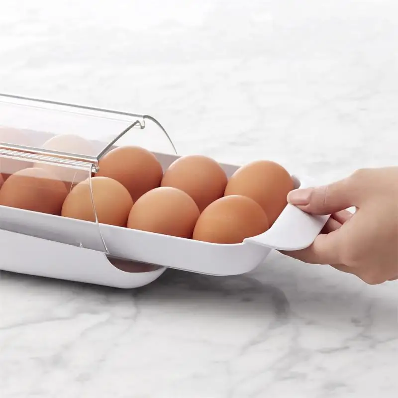Скоба за кутия за съхранение на яйца в хладилника, артефакт, който може да е сгъваем, Прибиращ кухненски прозрачен органайзер за яйца, който запазва свежестта на
