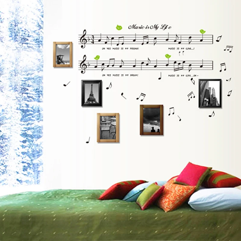 1 комплект Музикални Етикети с Голям Размер 70*120 cm Музика-тема Живота ми, Музикален Декор Спални и Денс Музикална Нота, Свалящ Стикер за Стена