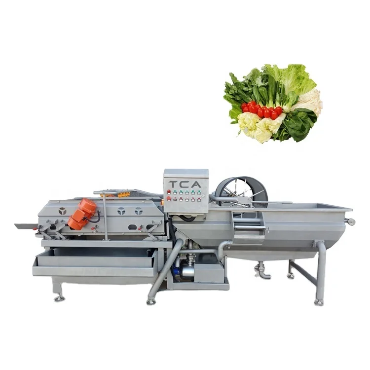 Автоматична висококачествена машина за рязане на зеленчуци, почистване на салати от зеленчуци, пълнозърнести, налягане и обезводняване вода
