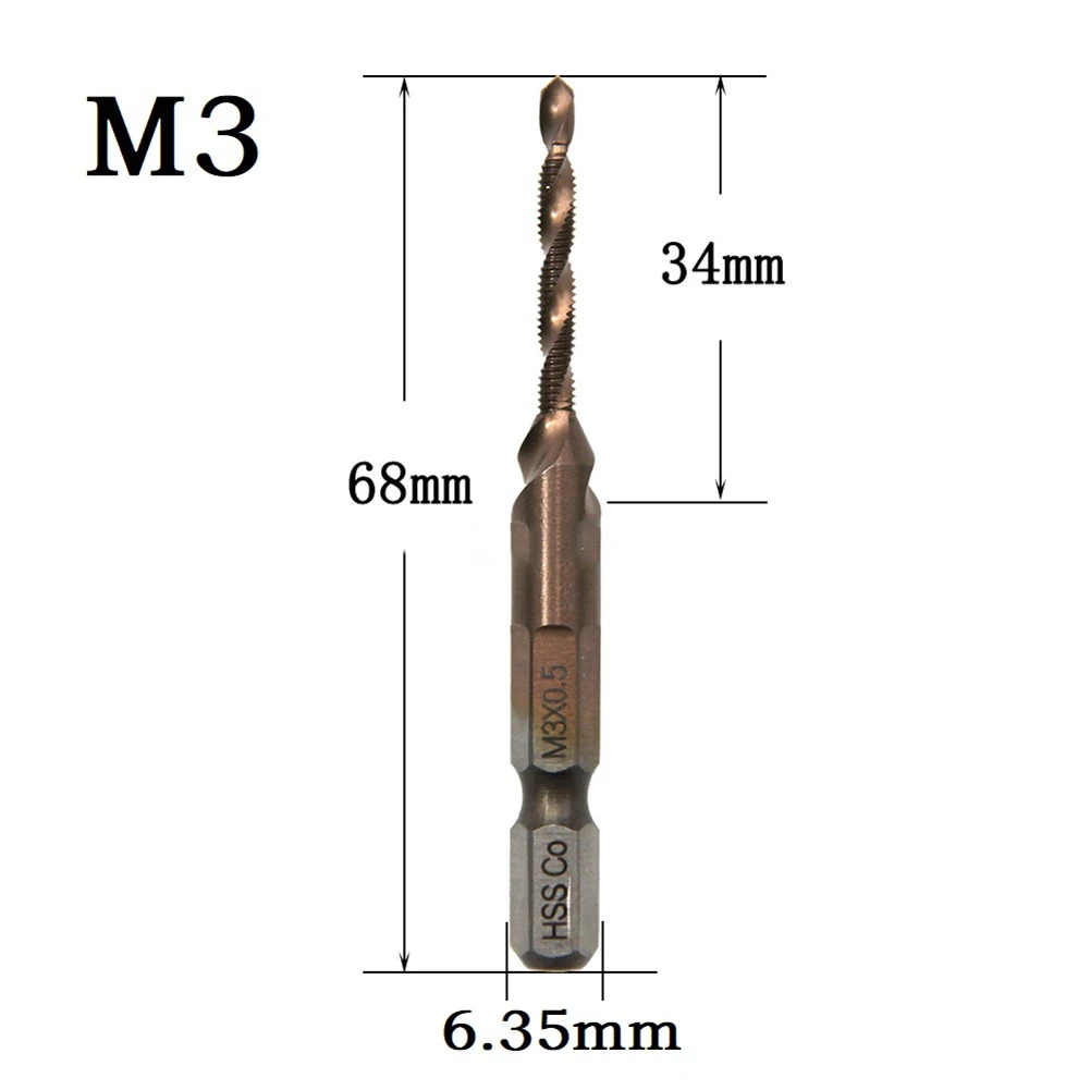 Металлообрабатывающий метчик Тренировка с Шестигранным опашка M5x0.8 M6x1 M8x1.25 Машинен част метчик Метчик Тренировка 1БР M3-M10 HSS M35 По-траен
